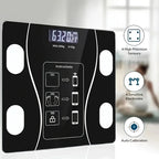 Aurenza Shop smart digital scale with LED display showing weight up to 400 lbs on a clean bathroom floor.