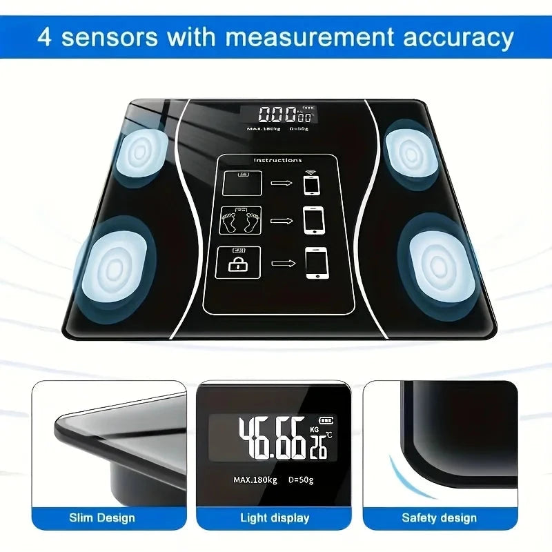 Aurenza Shop smart digital scale with LED display showing weight up to 400 lbs, modern design and digital readout