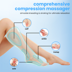Aurenza Therava™ Air Compression Leg Massager with Heat showing the device wrapped around a person's leg for soothing relief