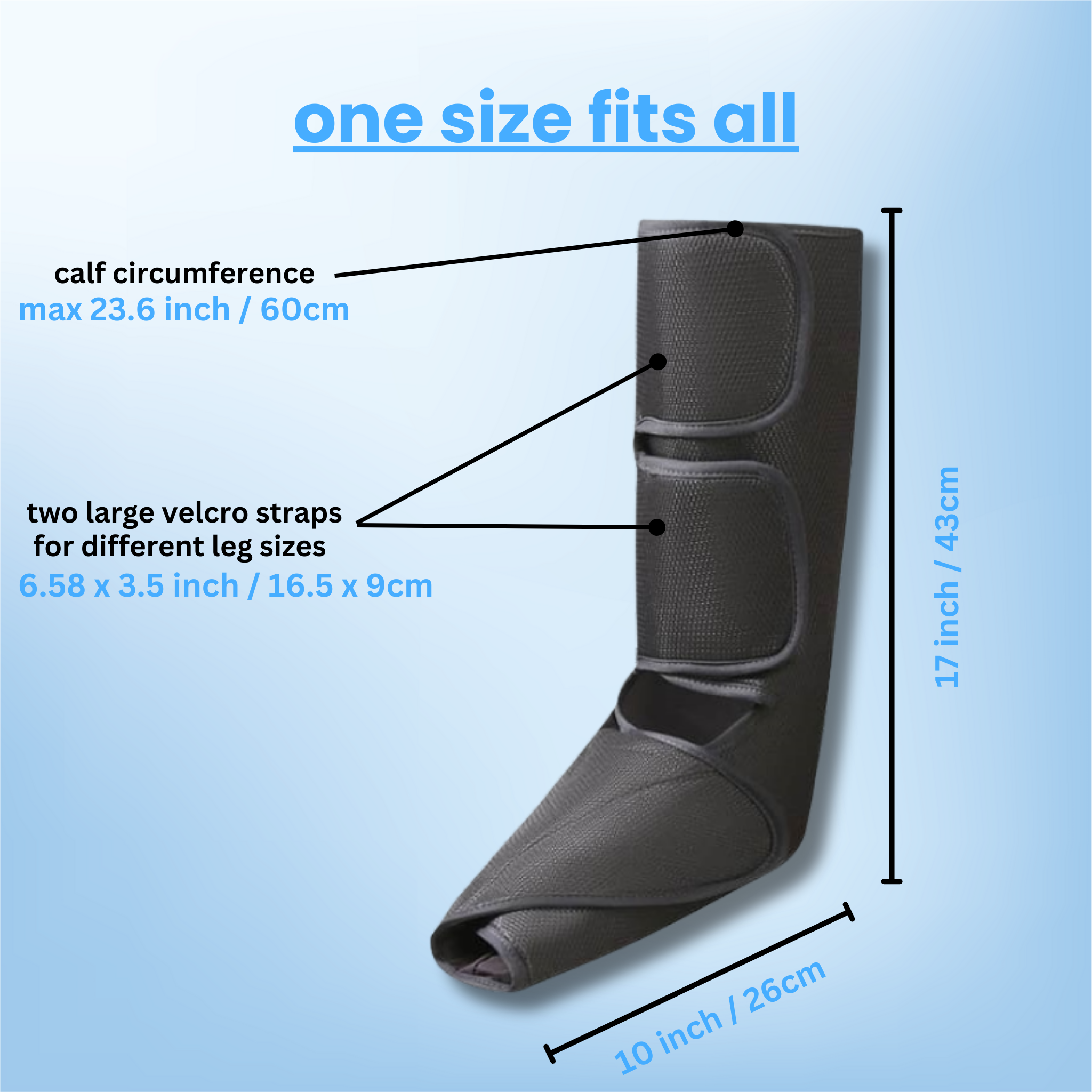 Aurenza Therava™ Air Compression Leg Massager with Heat, black device with multiple air chambers and control panel for soothing relief.