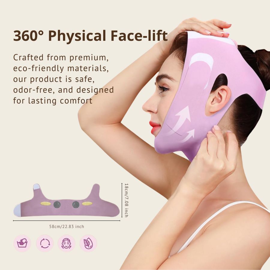 Reusable V-Lift Pro chin strap by Aurenza Shop for sculpted, toned jawline, shown on a neutral background.