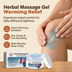Aurenza Warming Herbal Massage Gel with ginger and herbal extracts, showing the gel tube with herbal ingredients and warming effect.