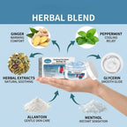 Aurenza Shop warming herbal massage gel with ginger and herbal extracts, showing the gel in a clear container with herbal ingredients.