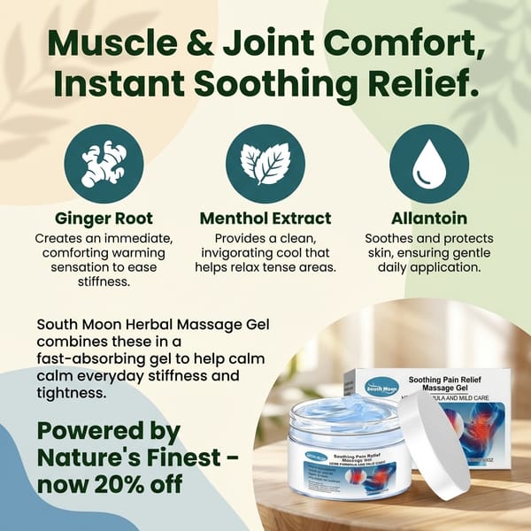 Warming Herbal Massage Gel with ginger and herbal extracts by Aurenza Shop, showing the gel in a clear container with herbal ingredients.
