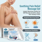Warming herbal massage gel with ginger and herbal extracts, shown in a clear tube with a white cap and herbal ingredients visible.