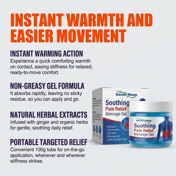 Warming herbal massage gel with ginger and herbal extracts from Aurenza Shop, showing the gel in a transparent tube.