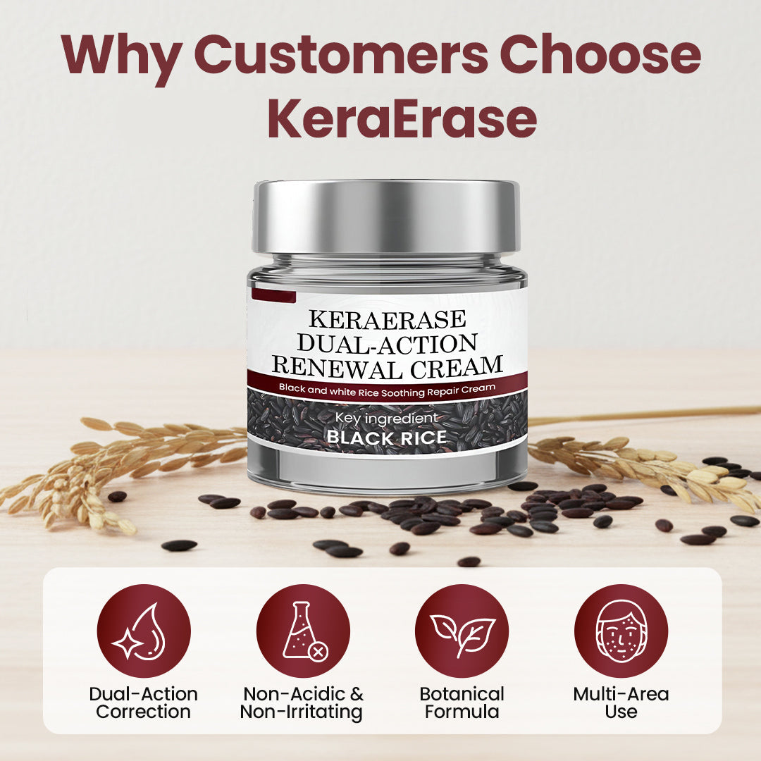 Two jars of Aurenza Shop KeraErase Dual-Action Renewal Cream with English labeling, showcasing creamy skincare formula.