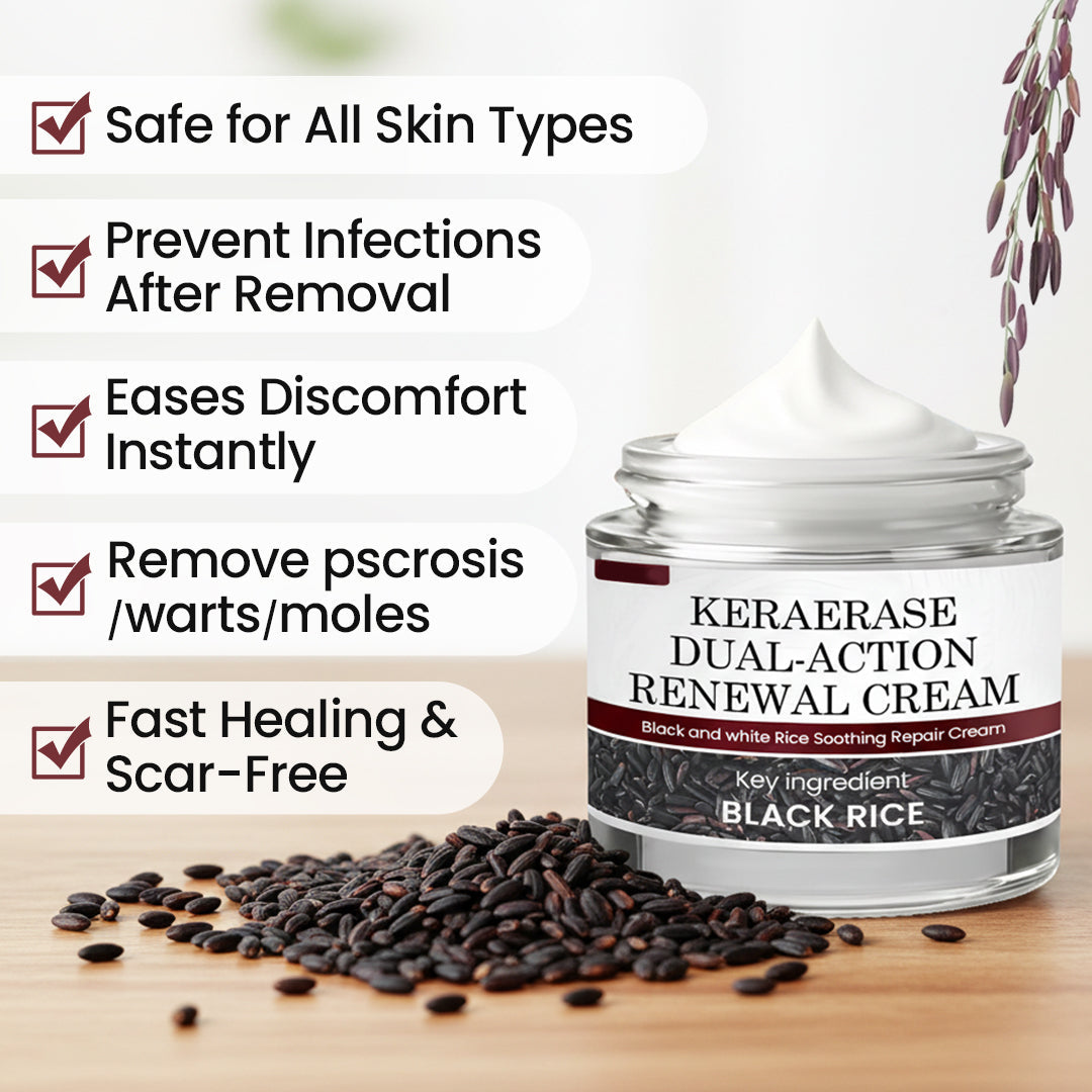 Two jars of Aurenza Shop KeraErase Dual-Action Renewal Cream for skin renewal and hydration, shown in a close-up image.
