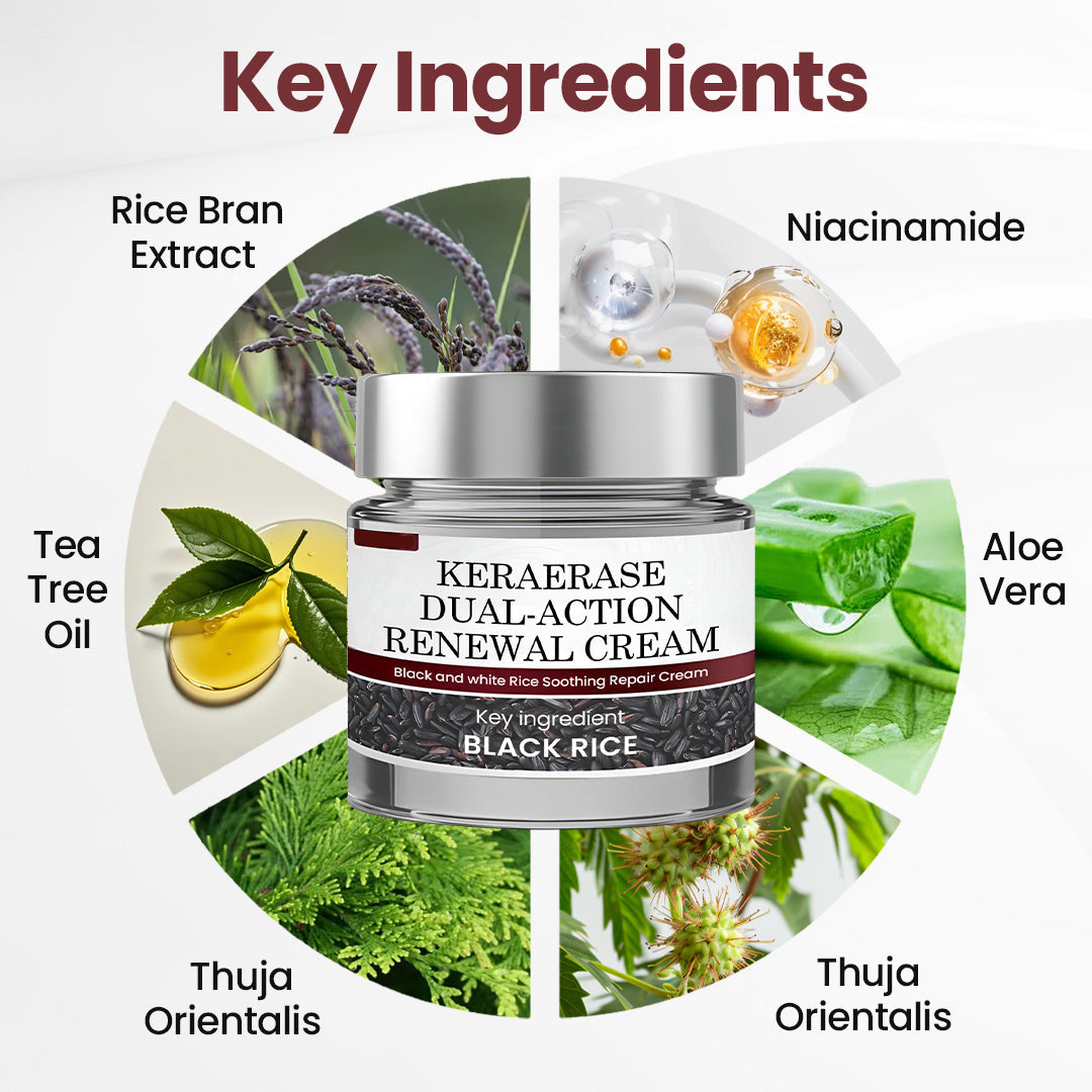 Two jars of Aurenza Shop KeraErase Dual-Action Renewal Cream with a smooth cream texture and clean packaging.
