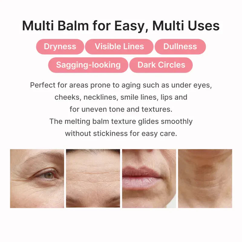 A close-up of Medicube PDRN Pink Collagen Volume Multi Balm for face, featuring the pink jar with product label.