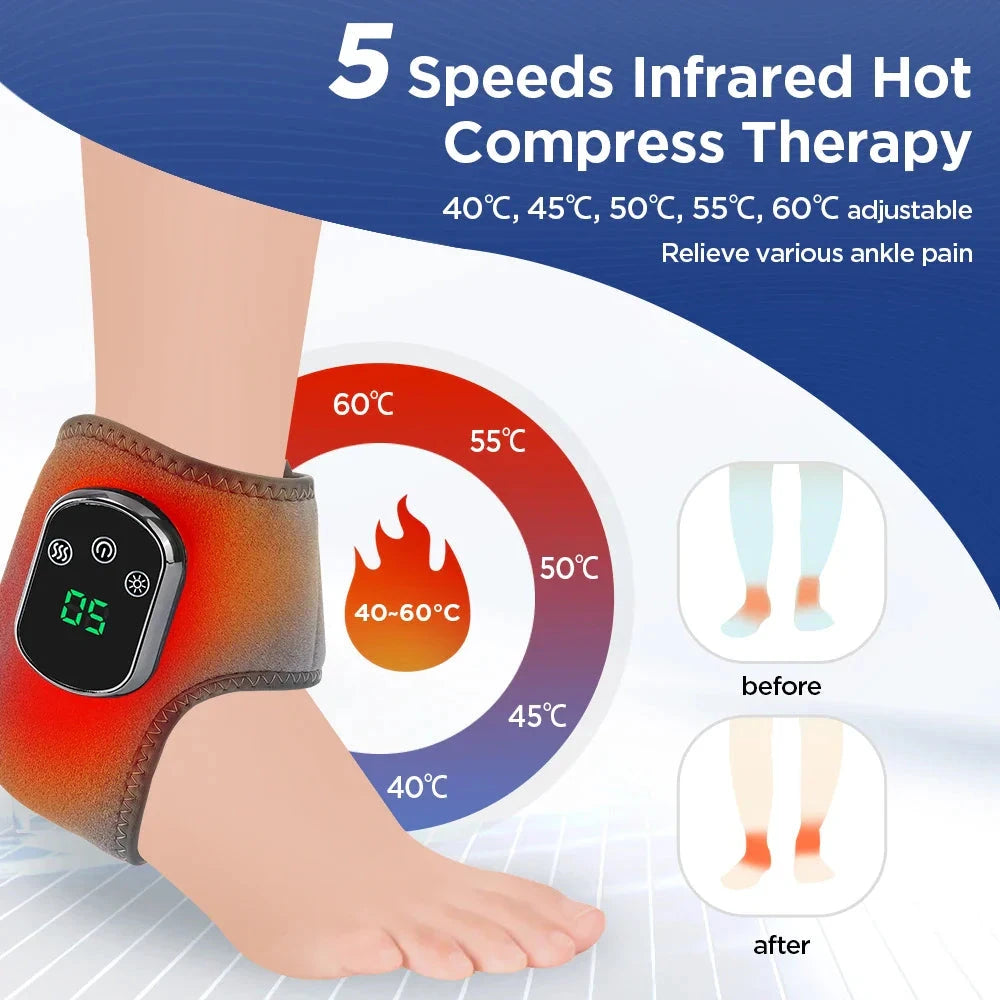 Gray Aurenza electric foot heat massager with hot compress, vibration, and breathable material for foot and ankle joint relief.