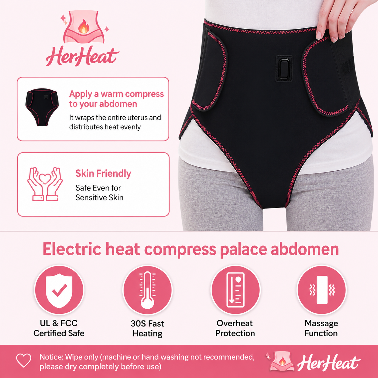 Gray HerHeat™ Relief Wrap by Aurenza Shop shown lying flat, designed for soothing warmth and comfort.