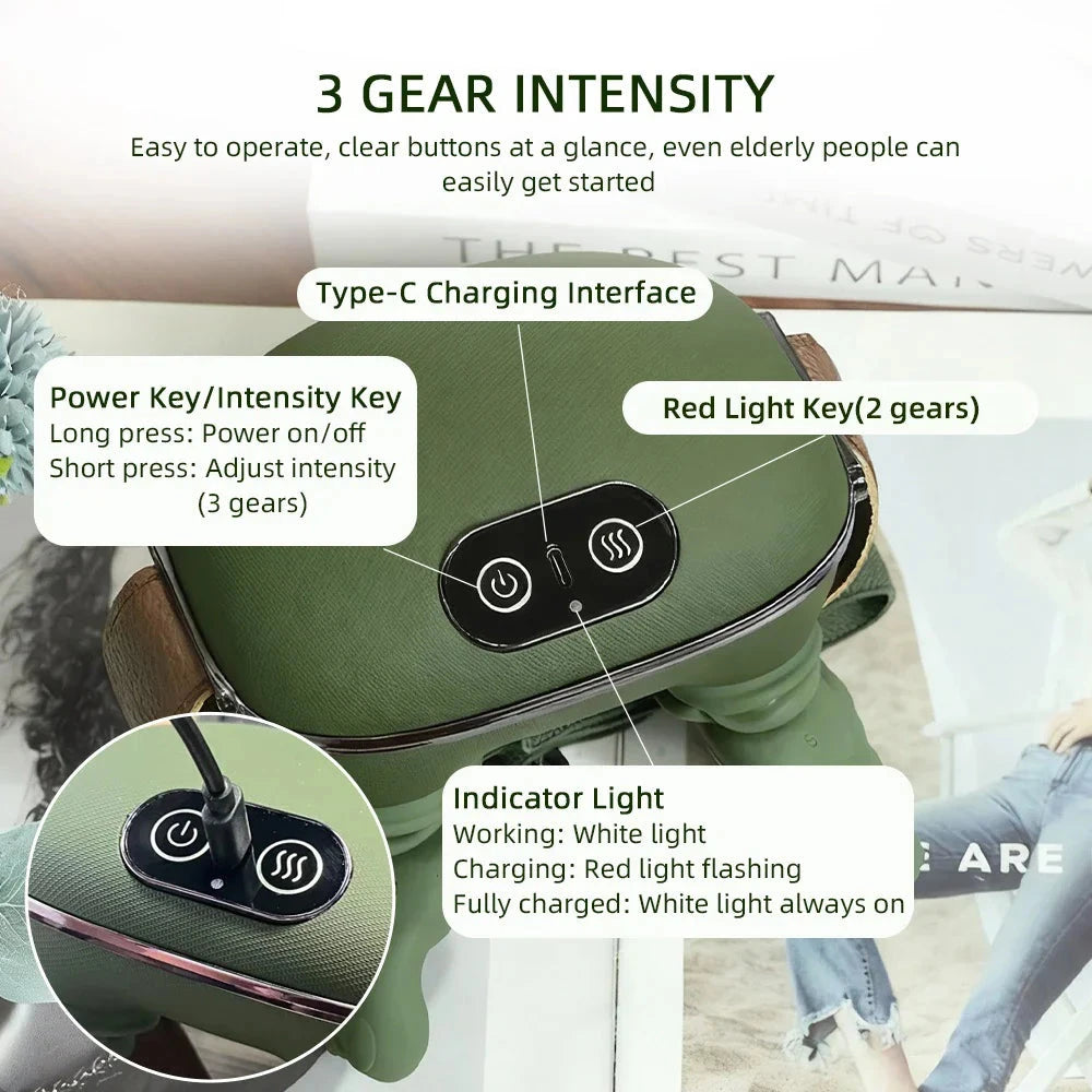 Wireless neck and shoulder massager by Aurenza Shop with deep kneading massage nodes for muscle relief.