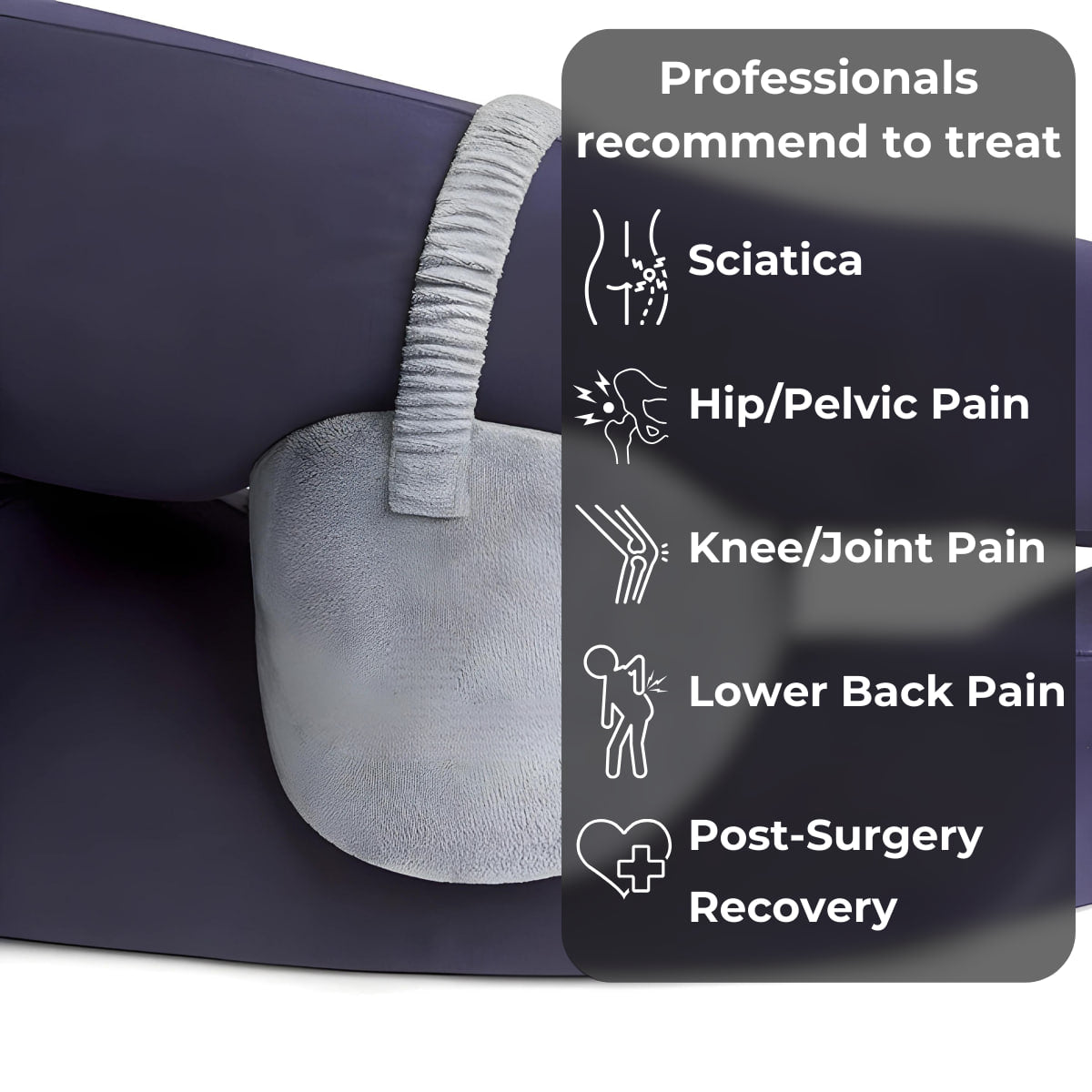 Grey Align & Ease Leg Pillow by Aurenza Shop, designed for comfort and proper leg support during sleep.