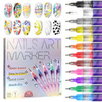 Aurenza Shop 12-color nail art pens set for detailed nail designs, perfect for beauty and manicure enthusiasts.