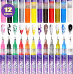Aurenza Shop 12-color nail art pens set for detailed nail designs, featuring vibrant ink colors for creative beauty looks.
