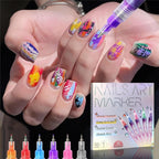 Aurenza Shop 12-color nail art pens set for detailed nail designs, featuring vibrant ink colors for professional-looking manicures.