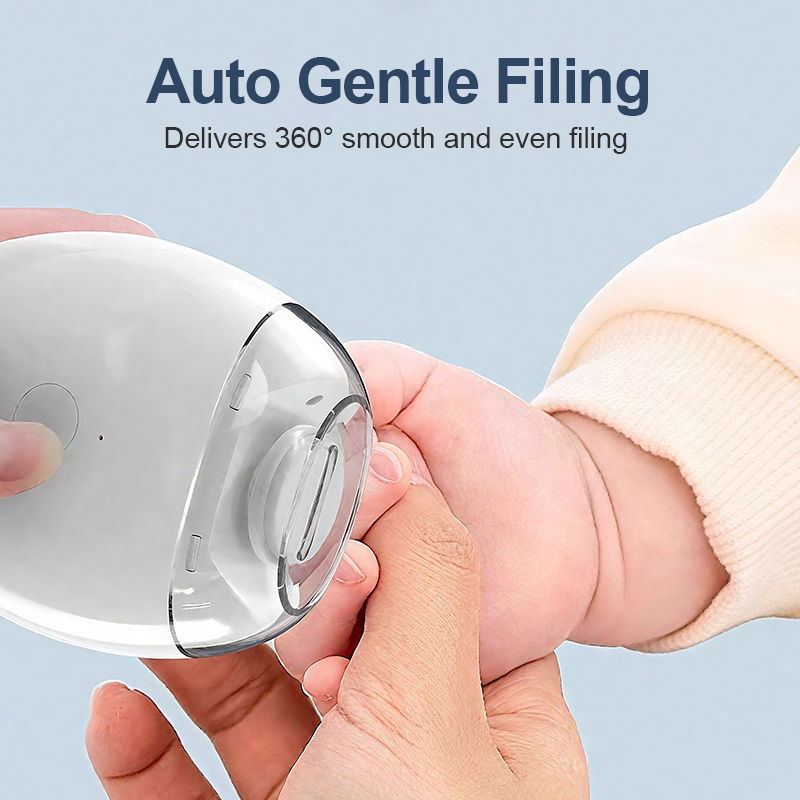 Aurenza Shop universal automatic fingernail grinder for adults and children, compact health and beauty nail file in use.