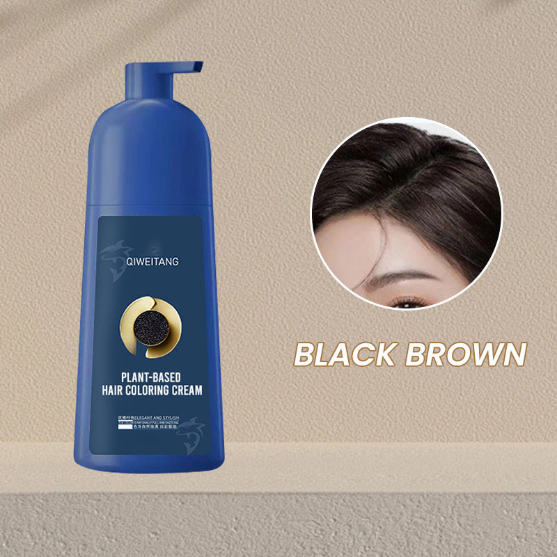 Aurenza Shop plant-based hair coloring cream in natural black, shown in a sleek jar for healthy, eco-friendly hair dye.
