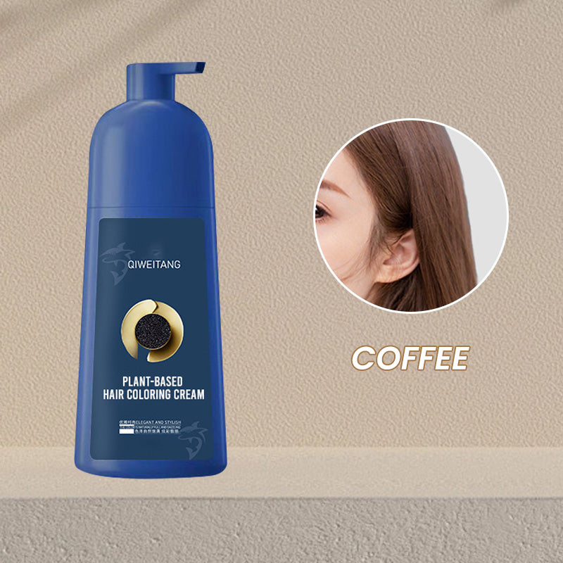 Aurenza Shop plant-based hair coloring cream in natural black, shown in a sleek container for healthy, eco-friendly hair dye.