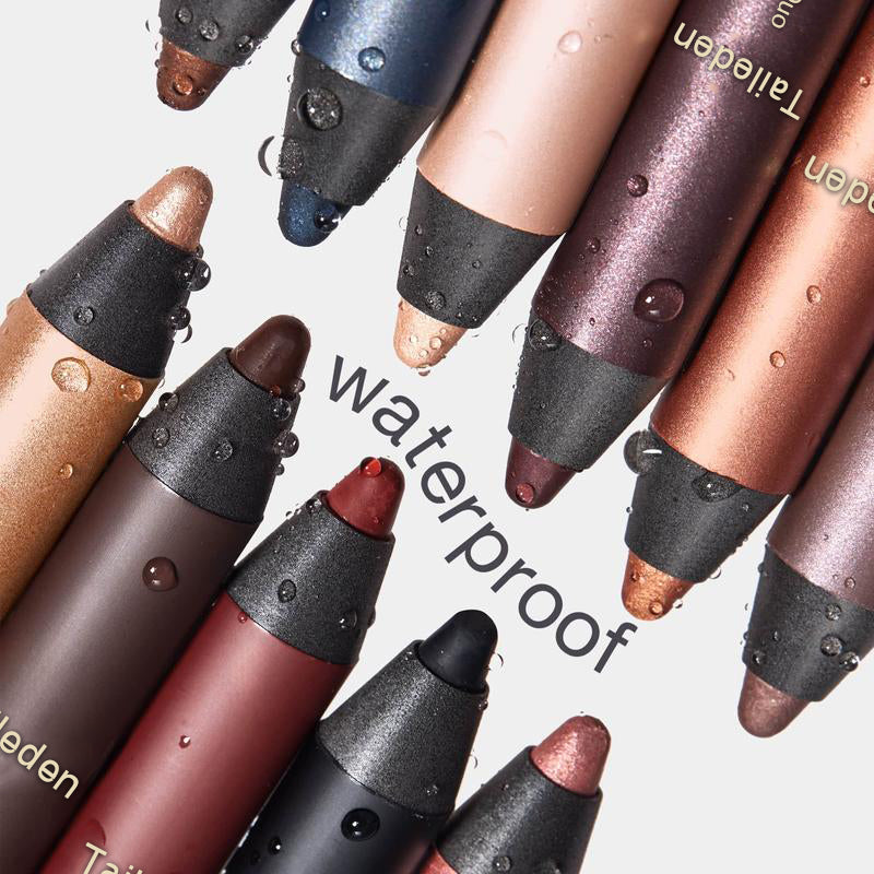 Aurenza Shadow Liner 2-in-1 Eyeliner and Eyeshadow sticks in black and brown, showcasing sleek packaging and product details.