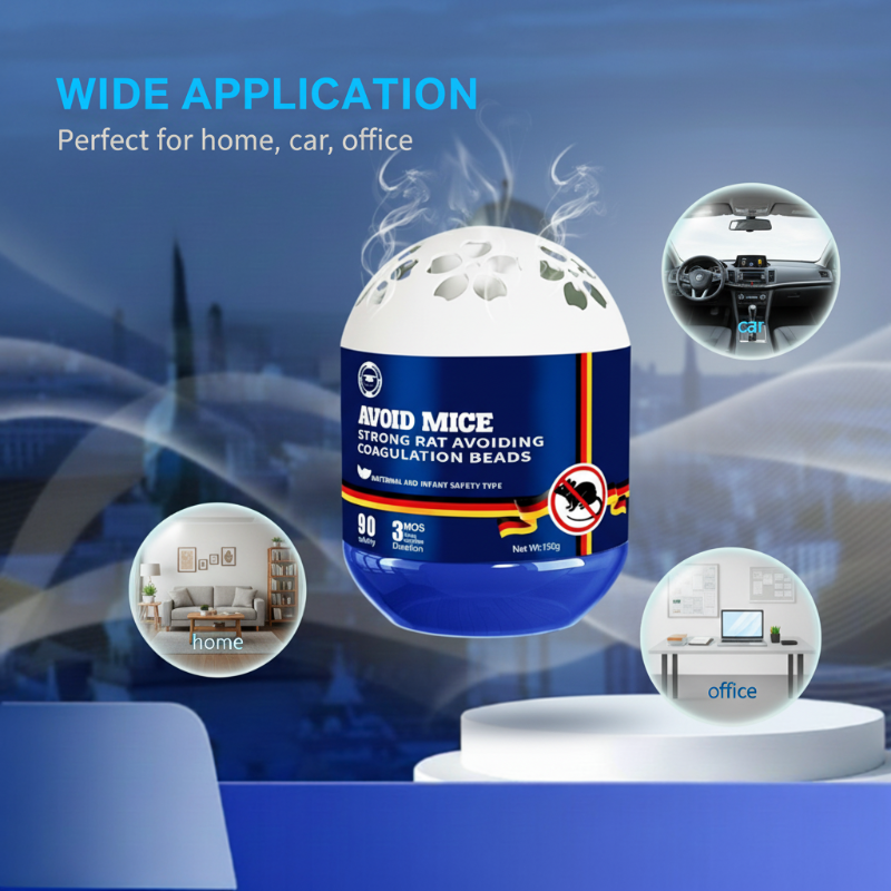 Plant-based indoor mouse repellent gel in a clear container, designed for home use to deter mice naturally.