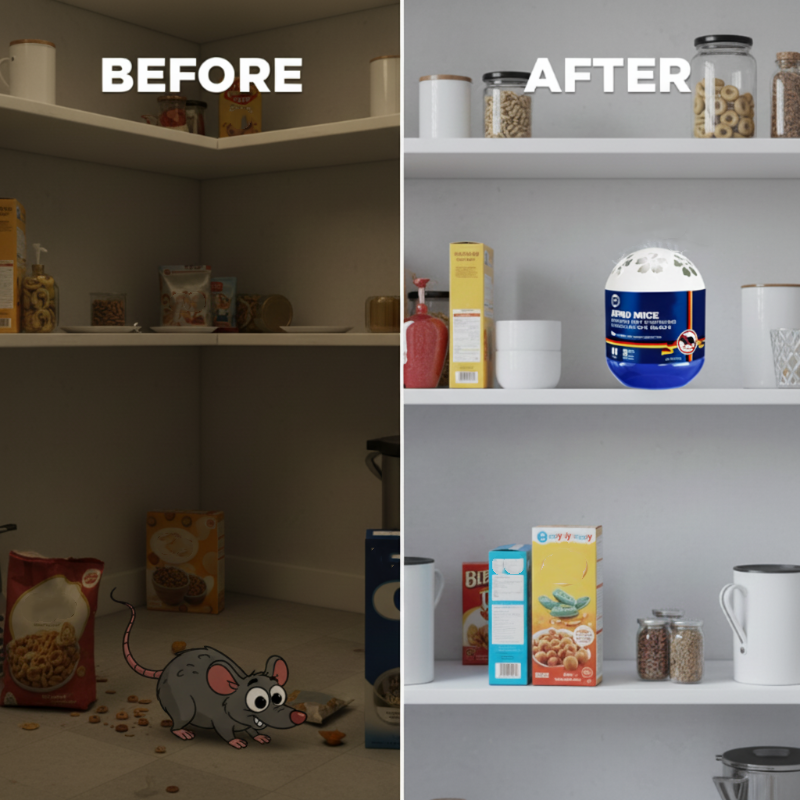 Aurenza Shop plant-based indoor mouse repellent gel in a clear container, designed to keep mice away from home.