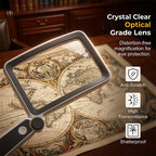 Gray folding handheld magnifying glass with built-in light for reading, designed for houseware and kitchen use by Aurenza Shop.