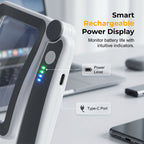 Gray folding handheld magnifying glass with built-in light for reading, designed for precise close-up viewing.
