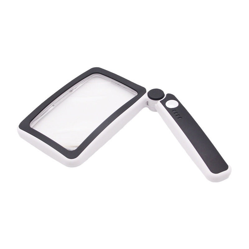 Gray folding handheld magnifying glass with built-in light for reading, designed for household and kitchen use by Aurenza Shop
