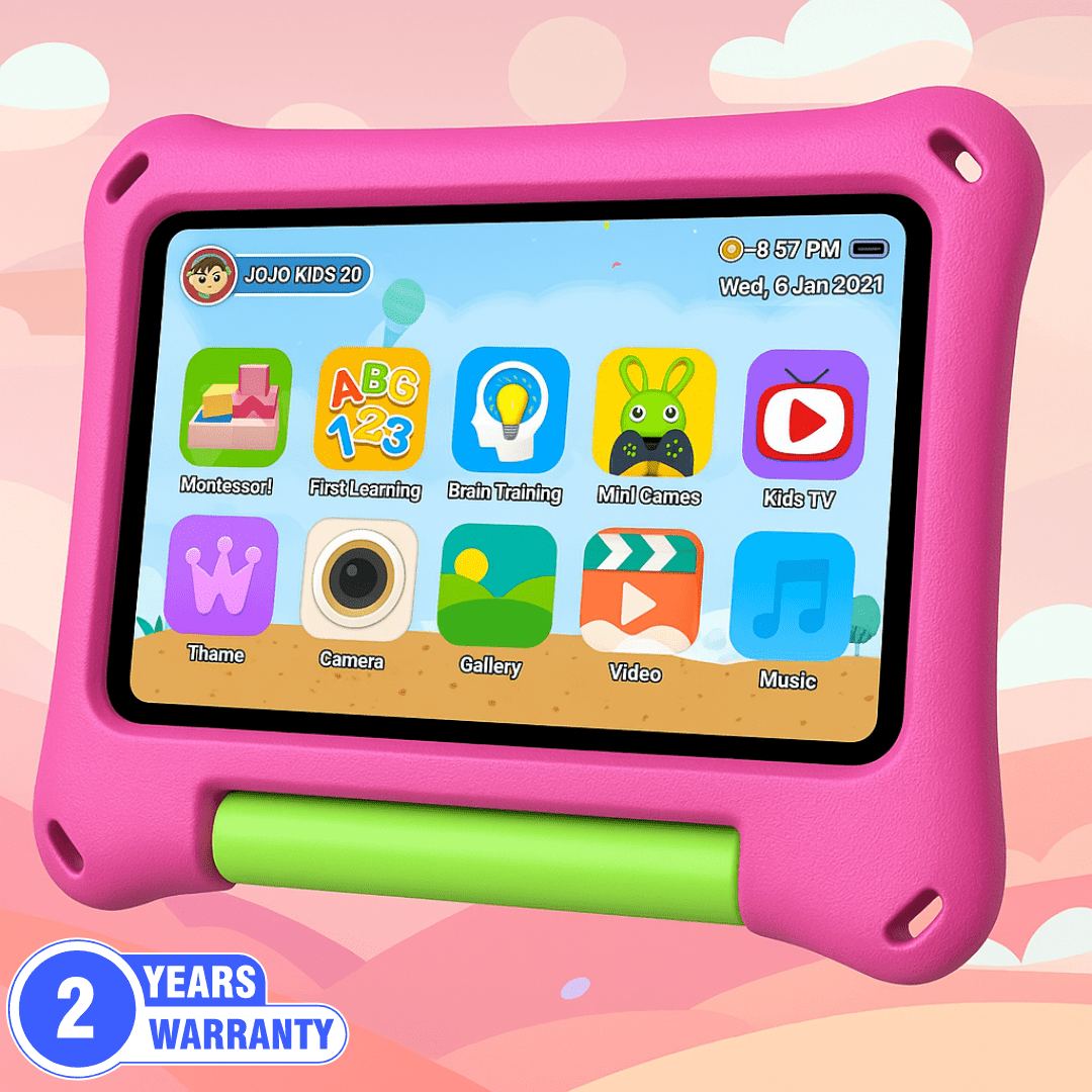 Sky blue TinyBuddy Pro 2 kids educational tablet by Aurenza Shop with colorful screen and child-friendly design.
