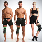 Aurenza Shop black and green compression knee support brace for men and women, ideal for running, walking, hiking, and sports.