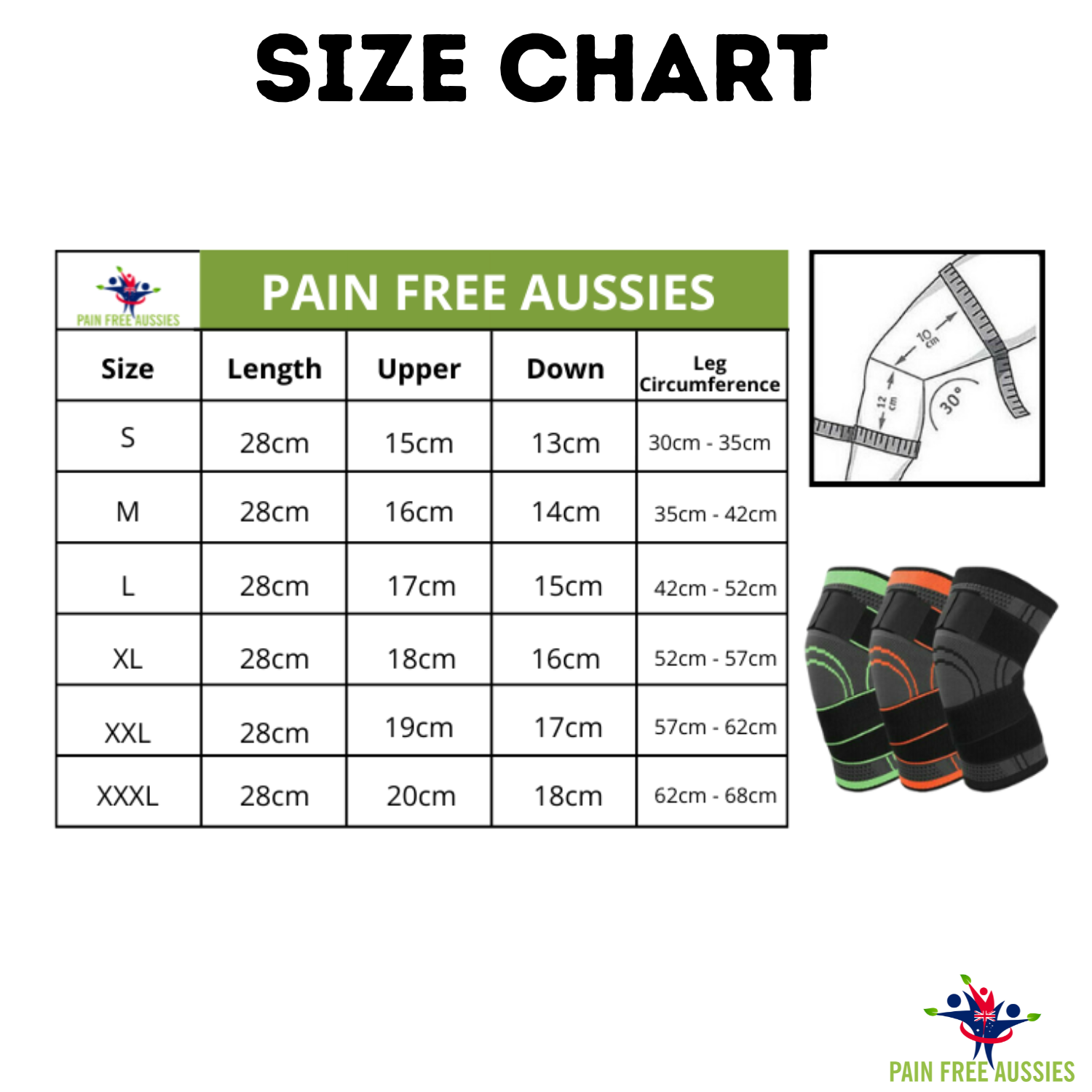 Black and green compression knee support brace by Aurenza Shop, designed for running, walking, hiking, and sports for men and women.
