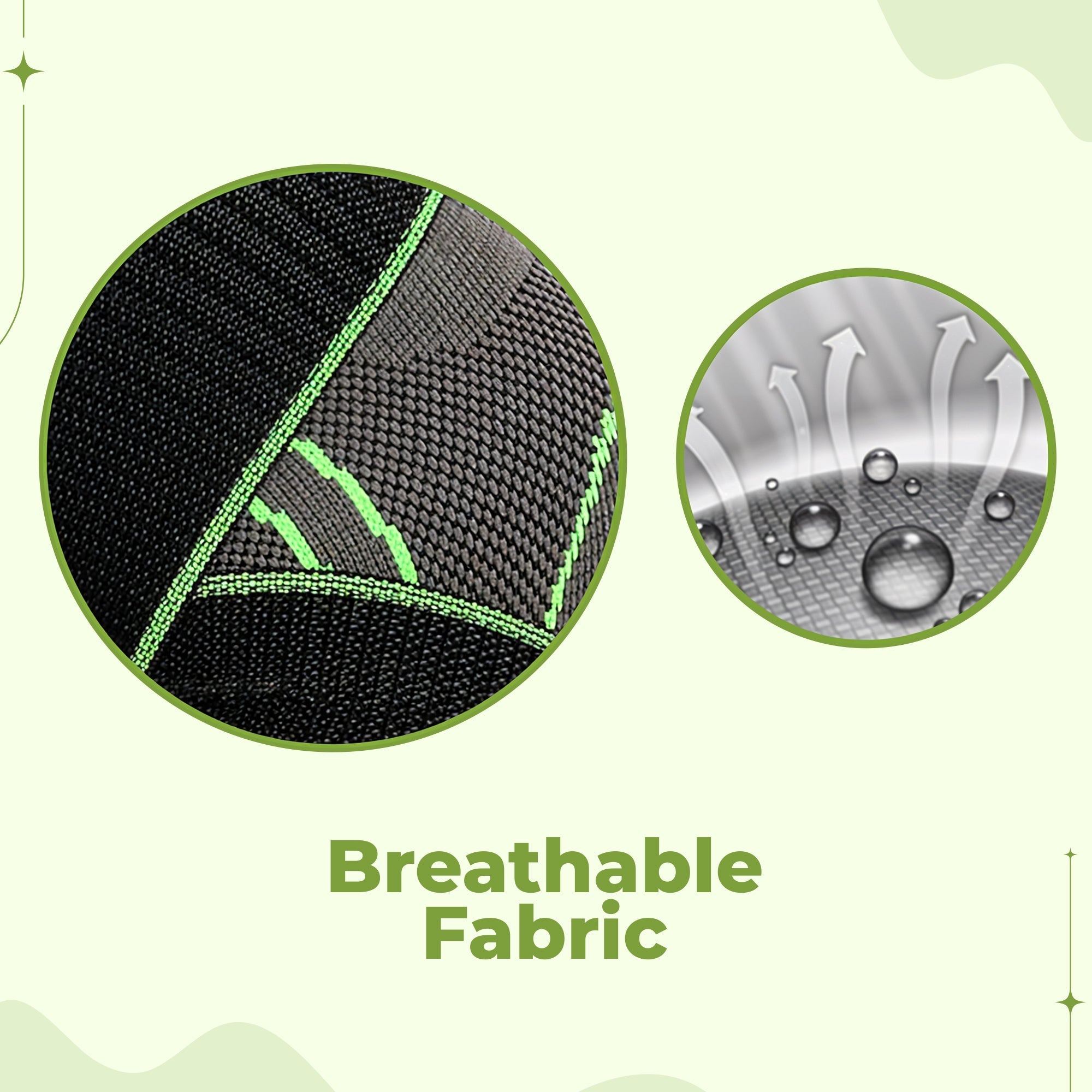 Aurenza Shop black and green compression knee support brace for men and women, ideal for running, walking, hiking, and sports.