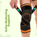 Black and green Aurenza Shop compression knee support sleeve for men and women, ideal for running, hiking, and sports activities.