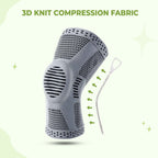 Aurenza Shop grey compression knee sleeve providing all-day knee support and maximum comfort for knee pain relief.