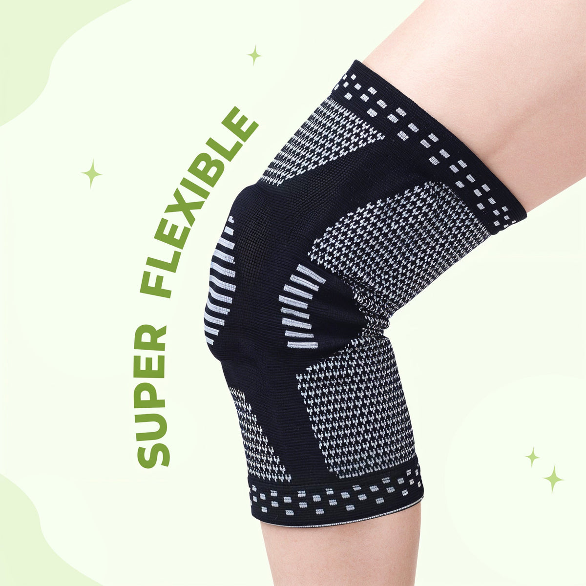 Grey Aurenza Shop compression knee sleeve providing all-day knee support and maximum comfort for knee pain relief.