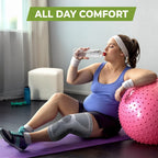 Grey Aurenza Shop compression knee sleeve providing all-day knee support and maximum comfort for knee pain relief.