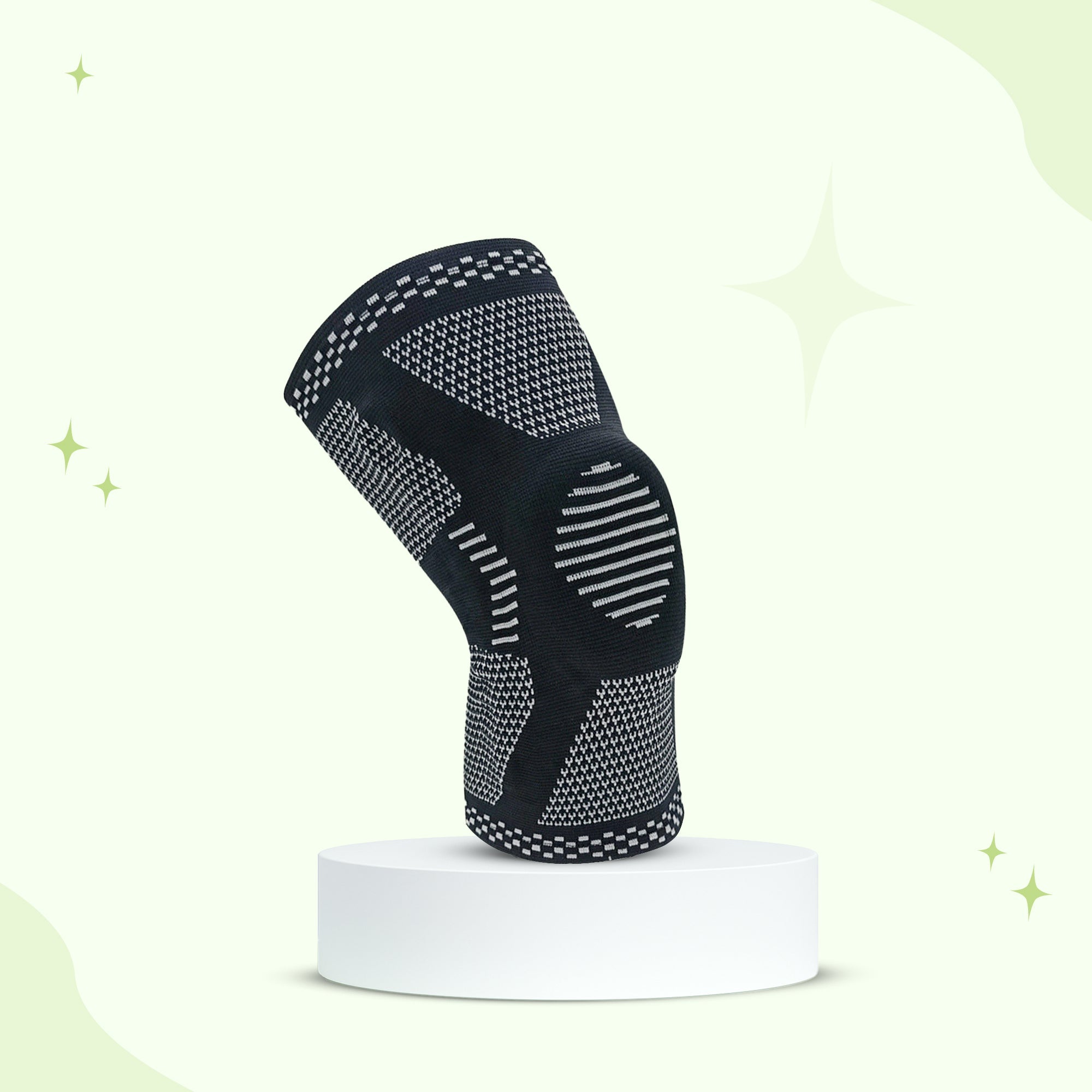 Grey compression knee sleeve by Aurenza Shop providing all-day knee support and maximum comfort for knee pain relief.