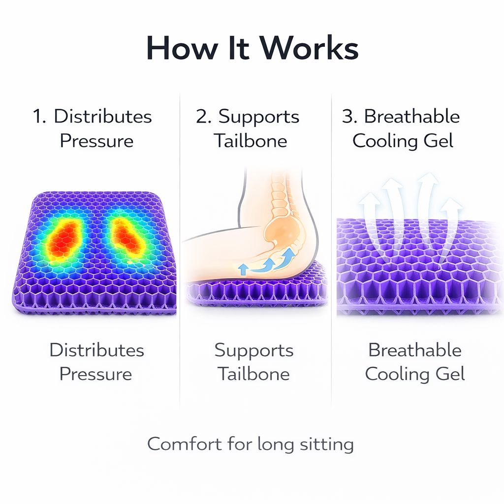 Aurenza Shop Lift & Align™ Gel Seat with ergonomic design for comfort and support while sitting.