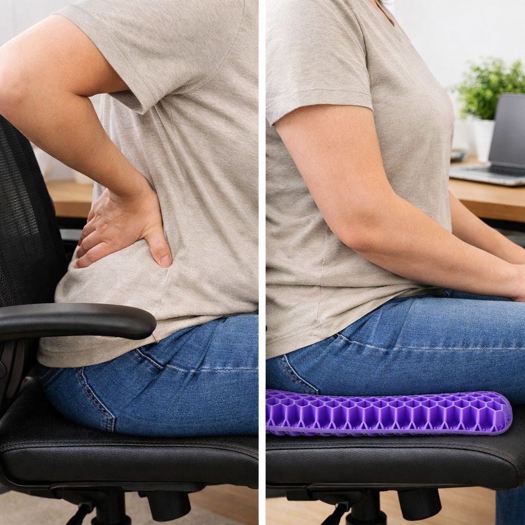 Aurenza Shop Lift & Align™ Gel Seat showing a cushioned ergonomic gel seat for comfort and support.