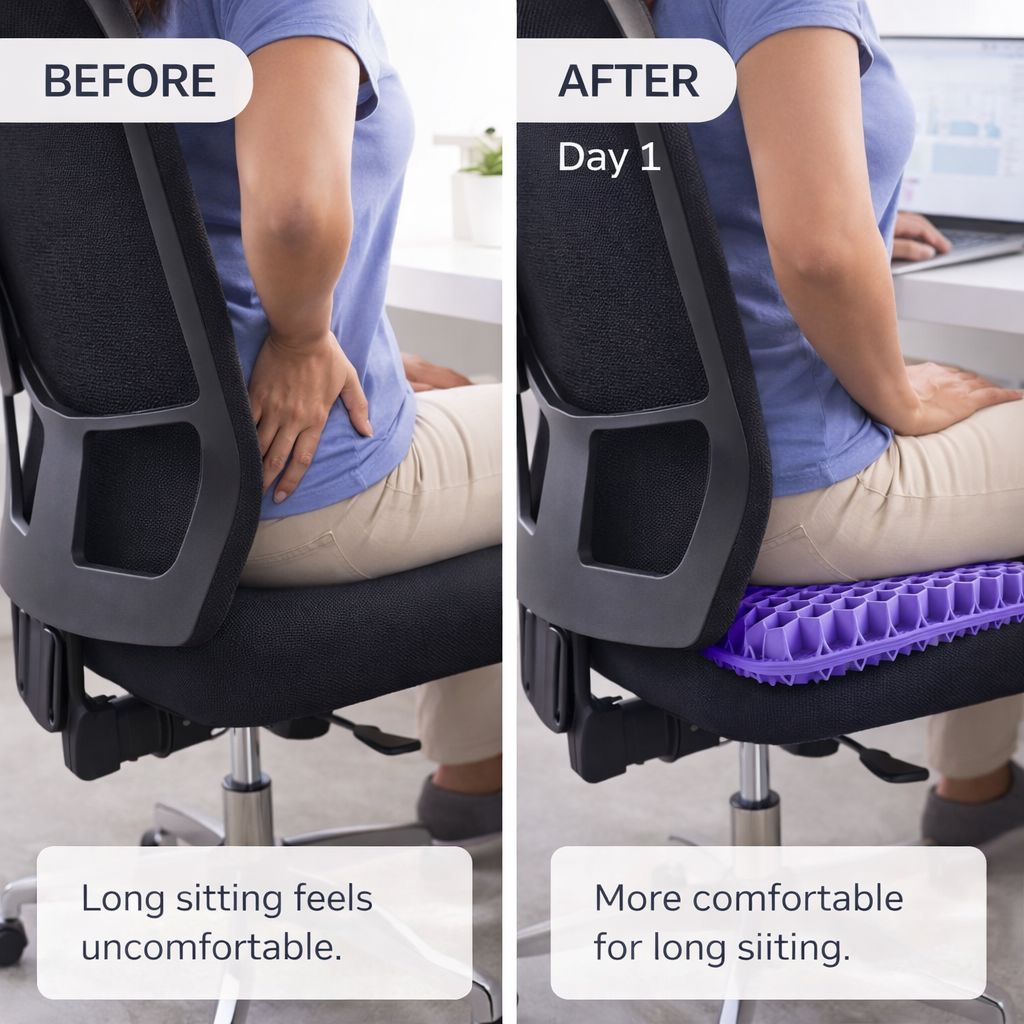 Aurenza Shop Lift & Align™ Gel Seat, ergonomic cushion with gel padding for comfort and support while sitting.