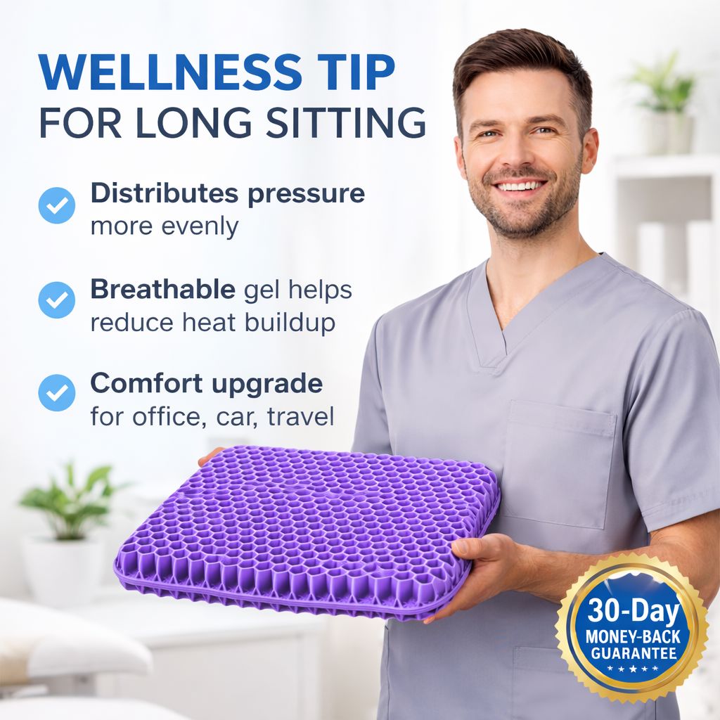 Aurenza Shop Lift & Align™ Gel Seat showing a cushioned ergonomic seat with gel padding for comfort and support.