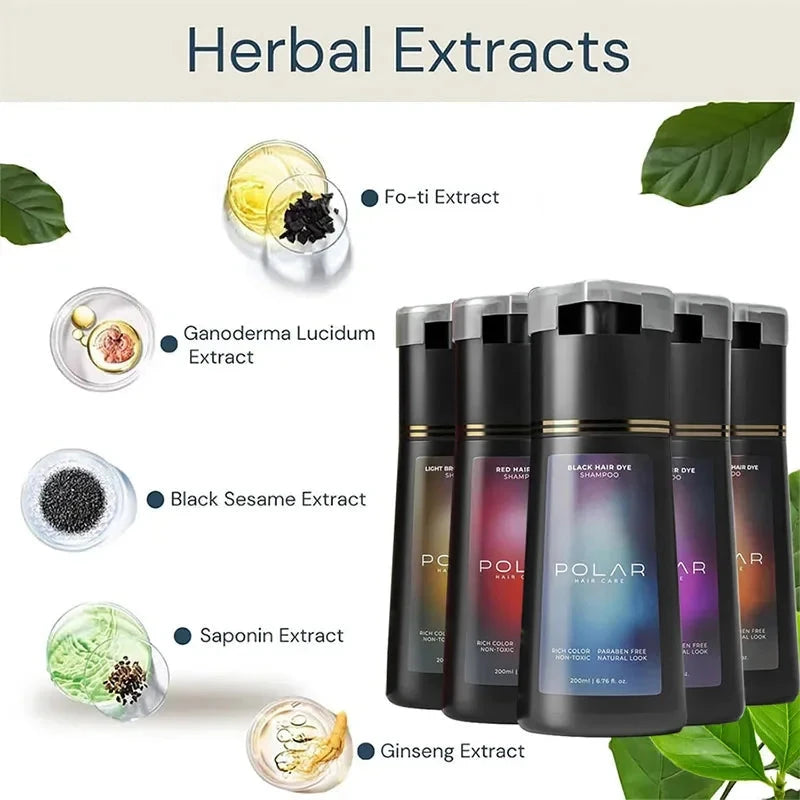 Aurenza Shop 5-color hair dye shampoo for men and women, black hair color, moisturizing and repairing hair in cream form.