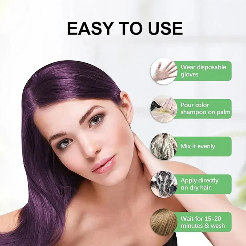 Aurenza Shop 5 Colors Hair Dye Shampoo for men and women, black hair color dye cream, moisturizing and repairing hair treatment