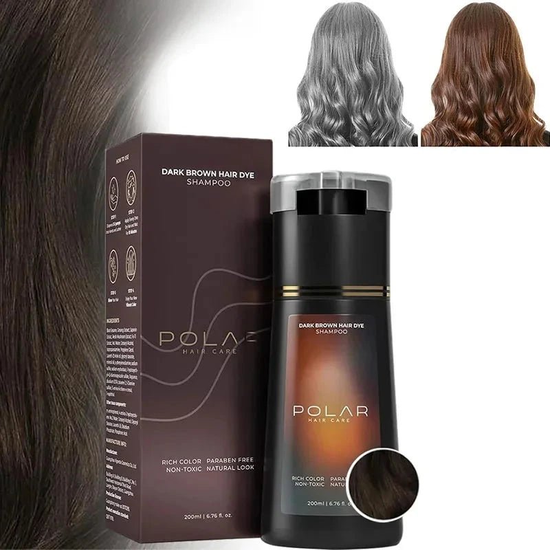 Aurenza Shop hair dye shampoo in light brown, featuring a creamy formula for instant color, moisturizing, and repairing black or light hair.