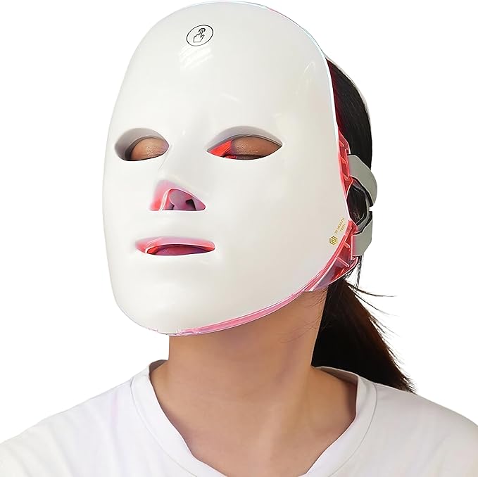 Aurenza Shop Kahuna Red Therapy Facial Mask massager with adjustable straps and red LED light therapy for skin rejuvenation.