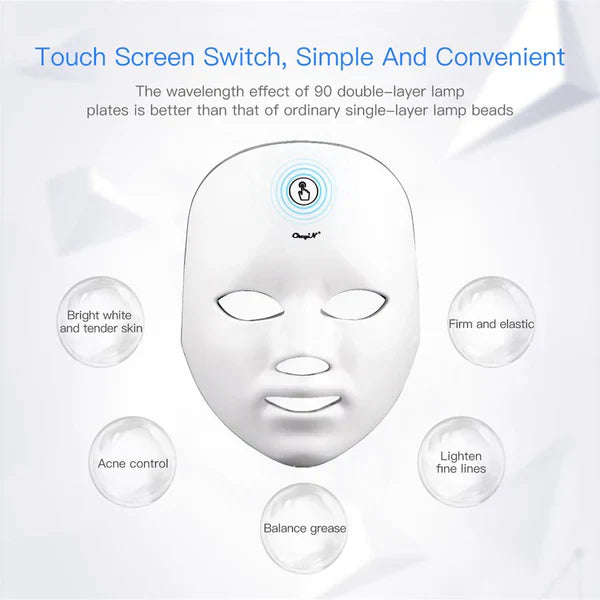 Aurenza Shop Kahuna Red Therapy Facial Mask massager with red LED lights for skin rejuvenation and relaxation.