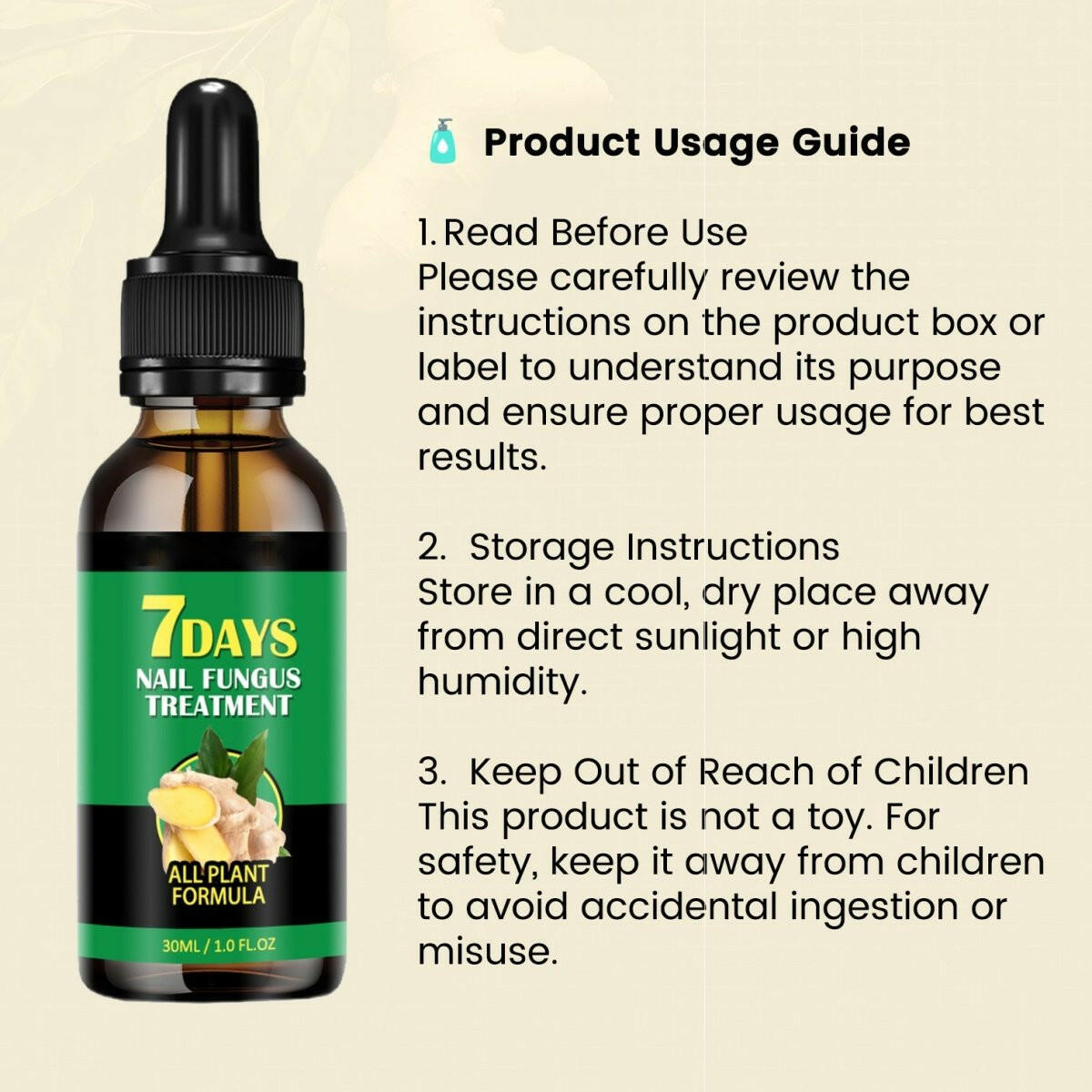 Aurenza Shop Ginger Nail Rescue Oil bottle with natural herbs, designed to nourish and restore damaged nails.