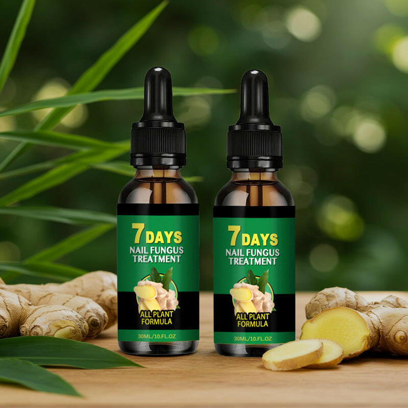Aurenza Shop Ginger Nail Rescue Oil with natural herbs, featuring a small bottle of nail treatment oil for healthy nails.